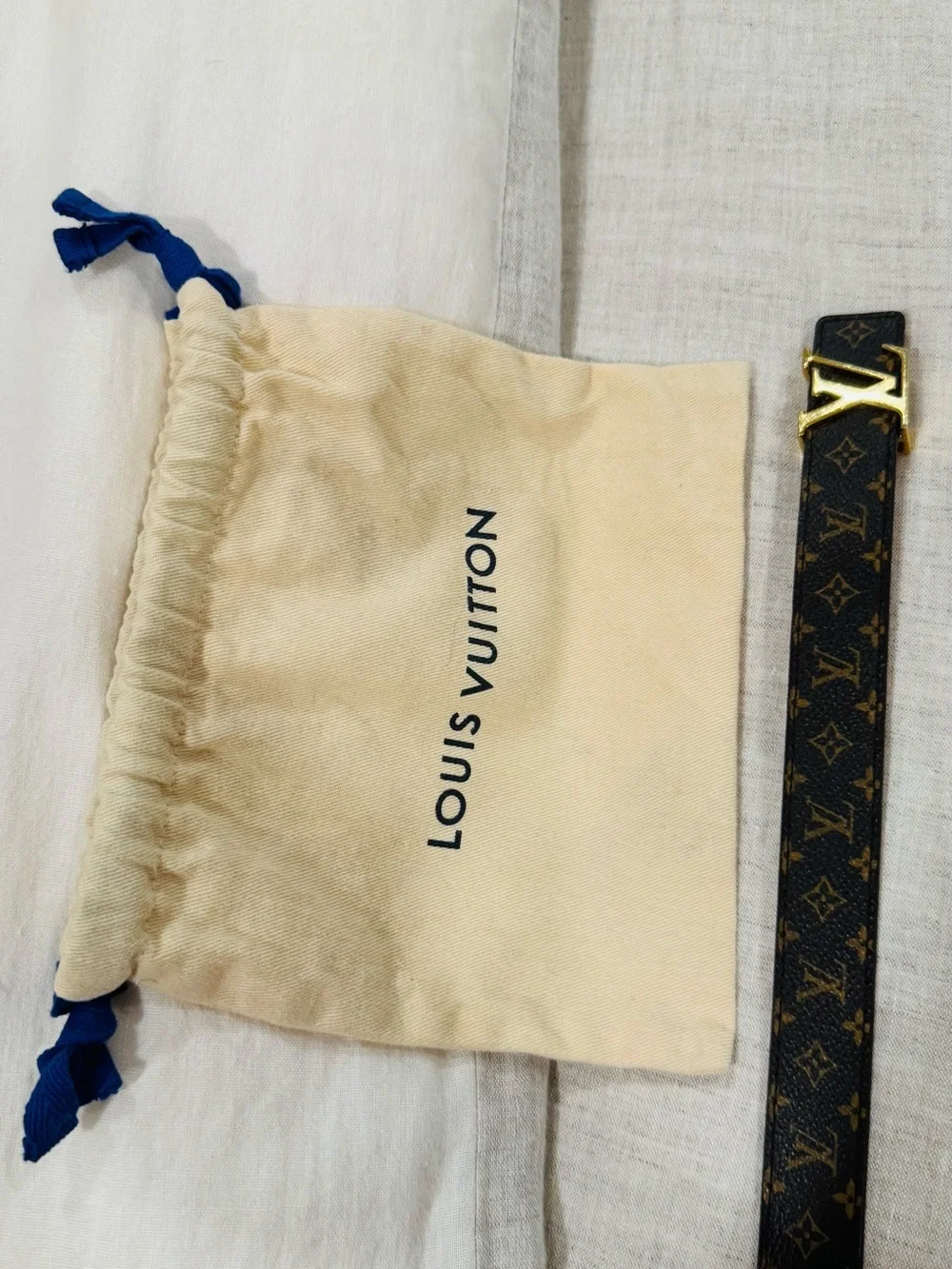 Louis Vuitton Women’s Brown Monogram Leather Belt with Gold LV Buckle